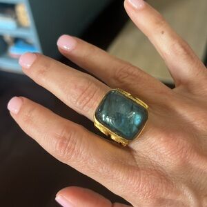 Julie Vos Greek Key Cocktail Ring Size 5 24k  Gold